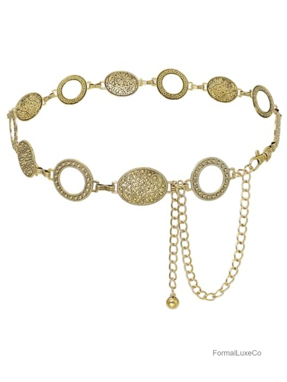 Metal Waist Chain Belt for Women Boho Cowgirl Circle Belt for Dresses Adjustable